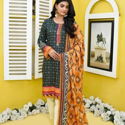Printed 3Piece Khaddar (Unstitched) ZK-504